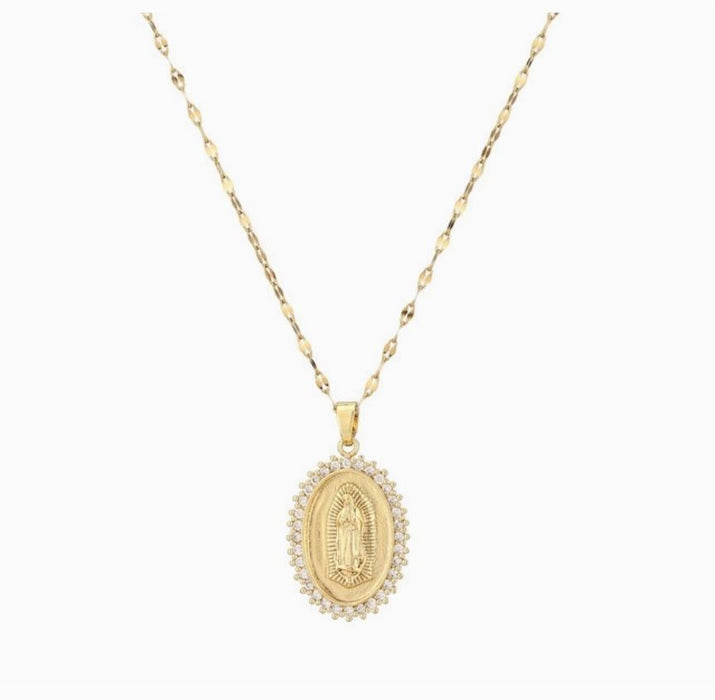 Pave Virgin Mary Necklace