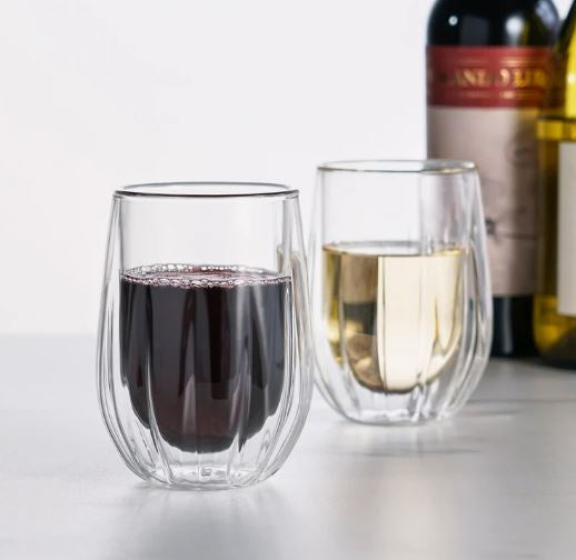 Double-Walled Stemless Wine Glasses Set of 2