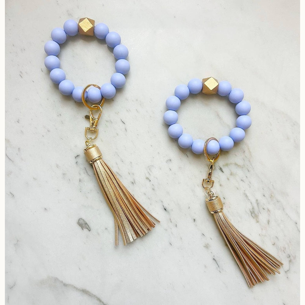 Wristband Keychain - Periwinkle w Gold Tassel
