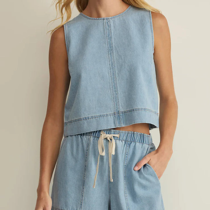 Sun Seeker Denim Tank - Coastal Water