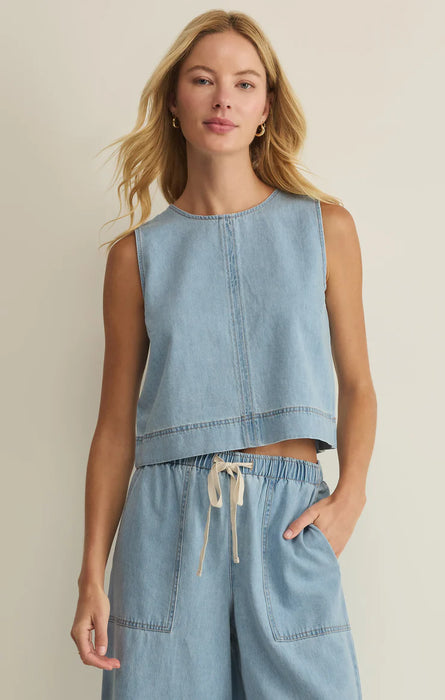 Sun Seeker Denim Tank - Coastal Water