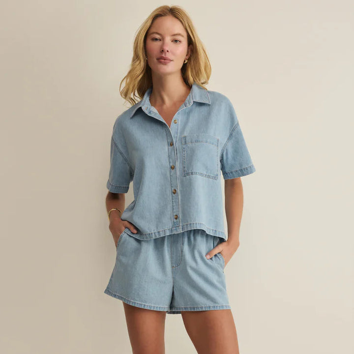 Everyday Denim Button Up Top