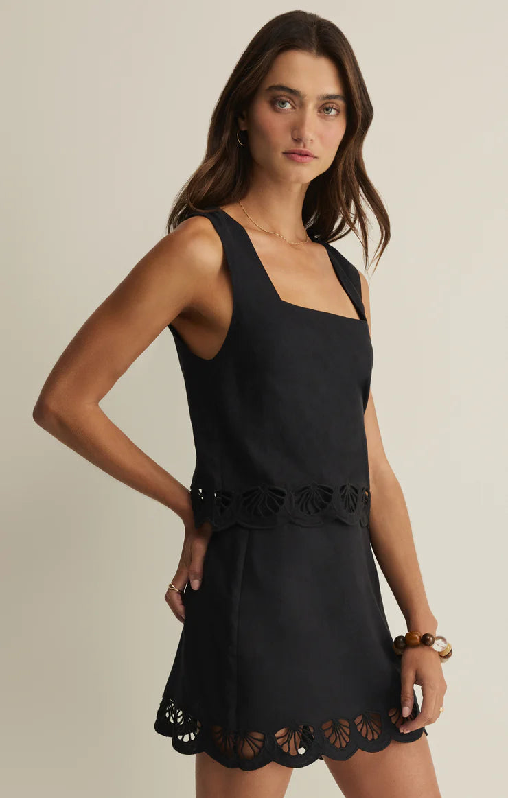 Charlene Embroidered Linen Mini Skirt