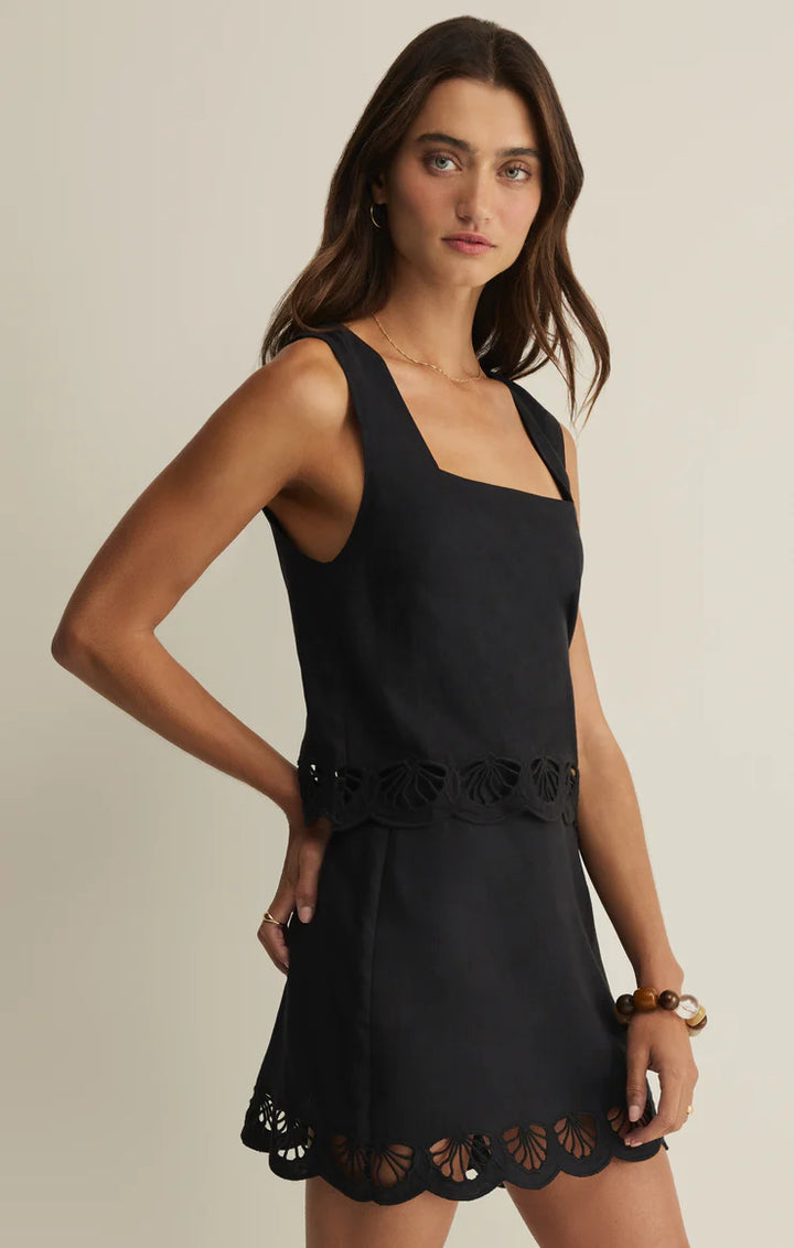 Charlene Embroidered Linen Mini Skirt