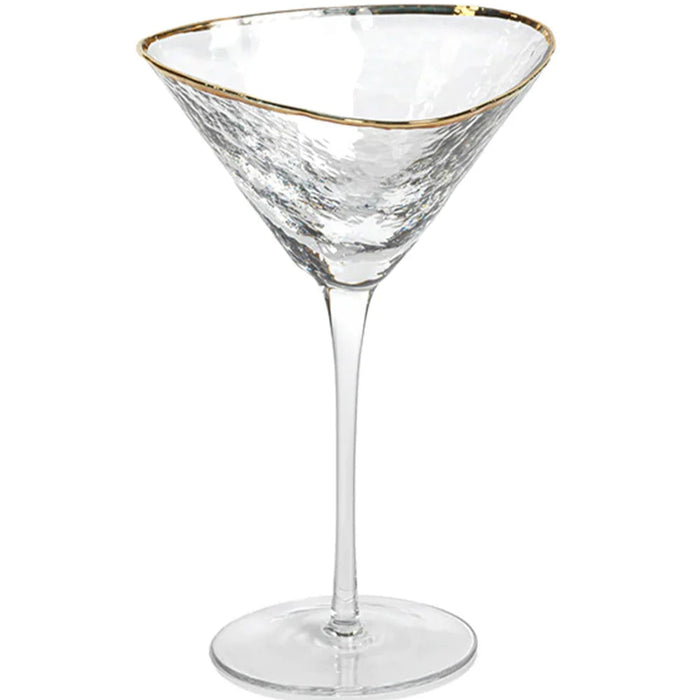 Gold Rim Triangular Martini Glass