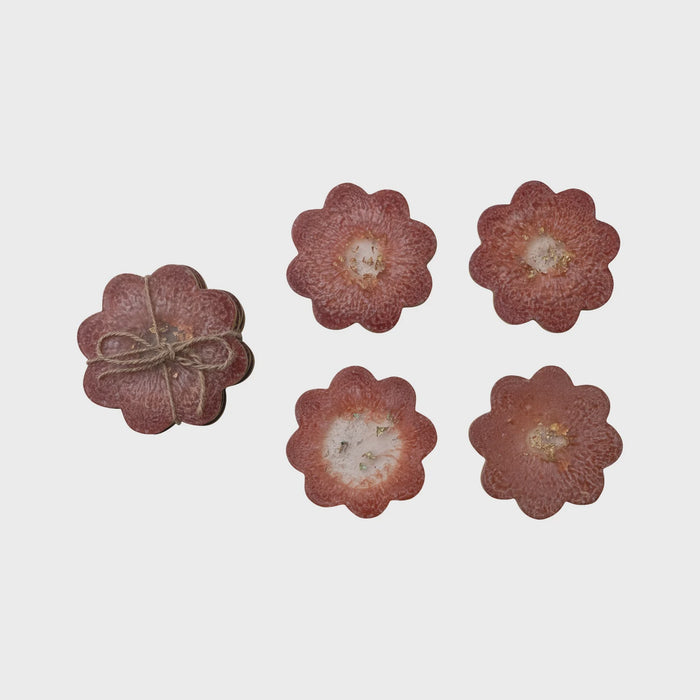 Flower Shaped Coaster with Gold Foil, Set of 4