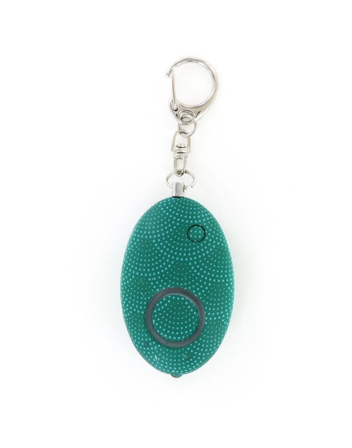 Teal dotted egg-shaped alarm keychain