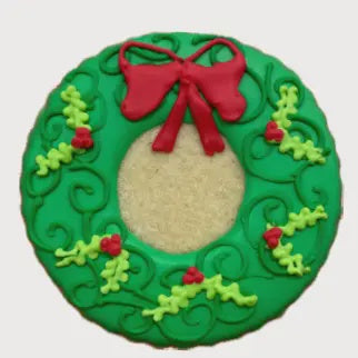 Wreath Red Bow Frosted Sugar Cookie