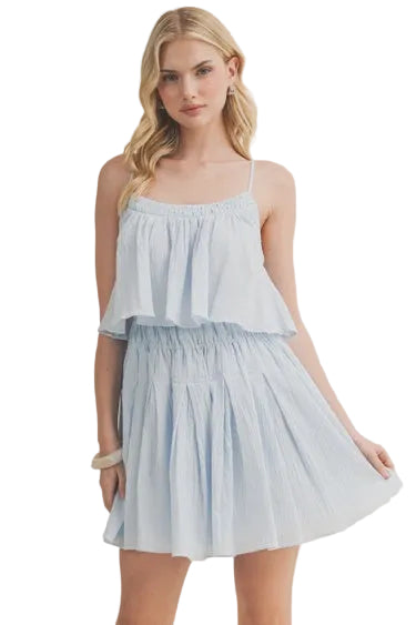 Textured Woven Paneled Mini Dress