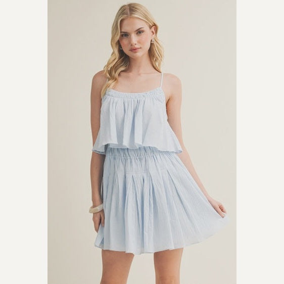 Textured Woven Paneled Mini Dress