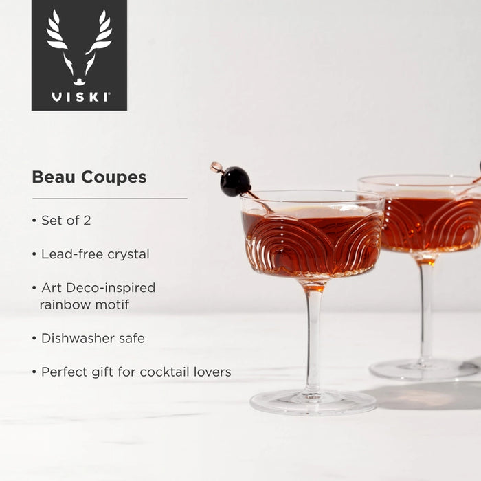 Deco Beau Crystal Cocktail Coupes Set of 2