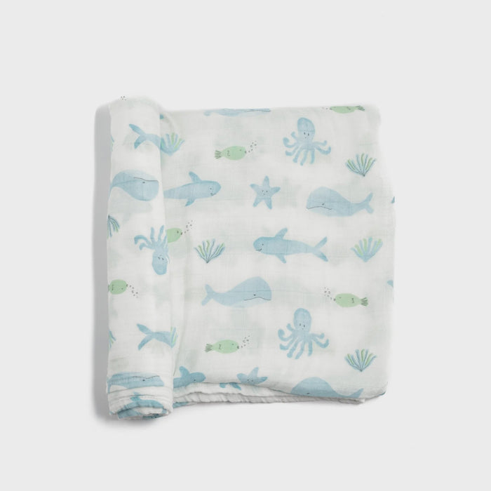 Bamboo Muslin Swaddle Blanket - Under the Sea