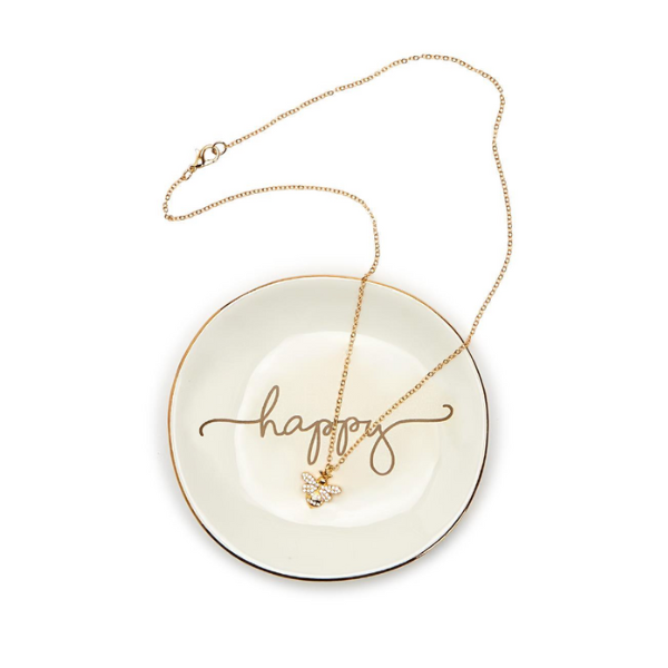 Bee Happy Necklace and Dish Set