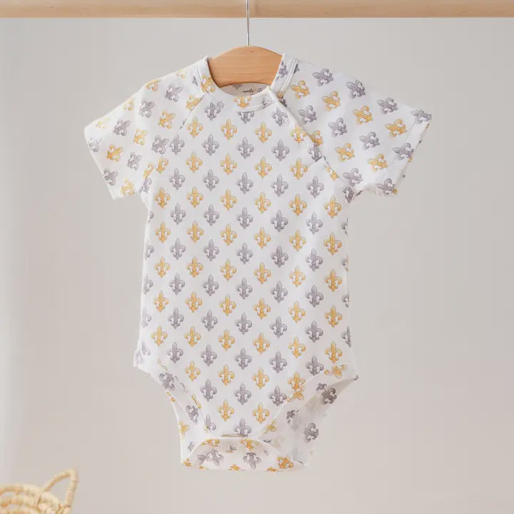 Black and Gold Fleur De Lis Organic Cotton Onesie