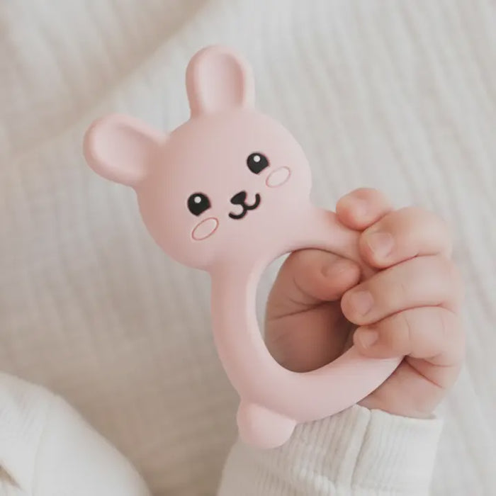 Bunny Silicone Baby Teether - Rose Pink