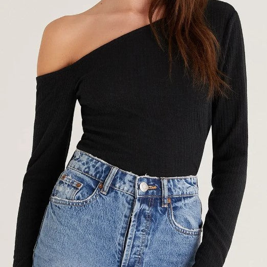 Jane Rib One Shoulder Top