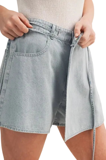 Folded Asymmetric Self-Tie Waist Skort