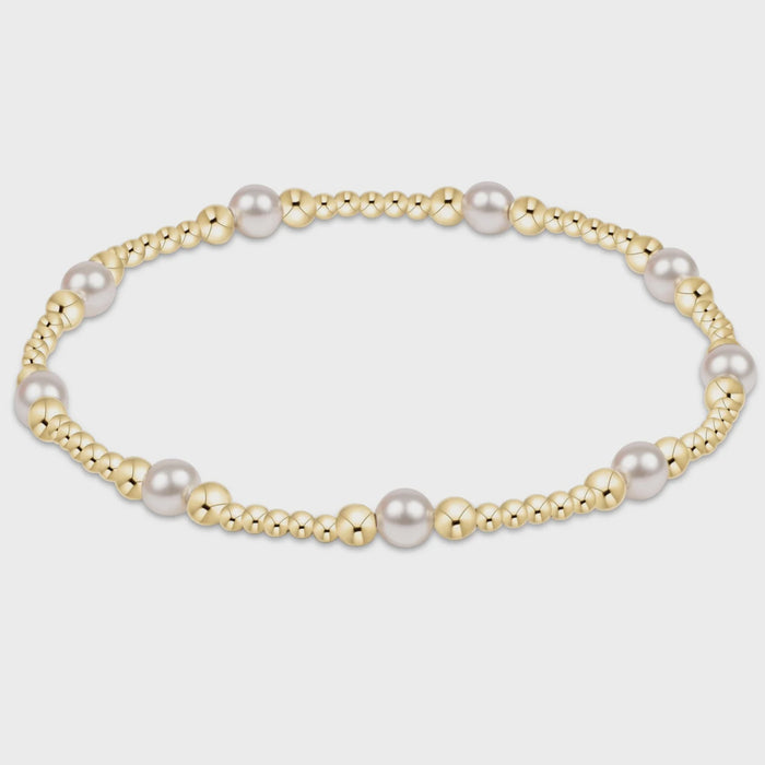 Classic Purpose Pattern 6mm Bead Bracelet Pearl