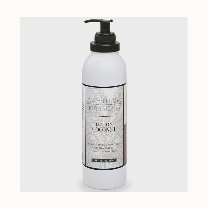 Archipelago Botanicals Coconut lotion in a white pump bottle