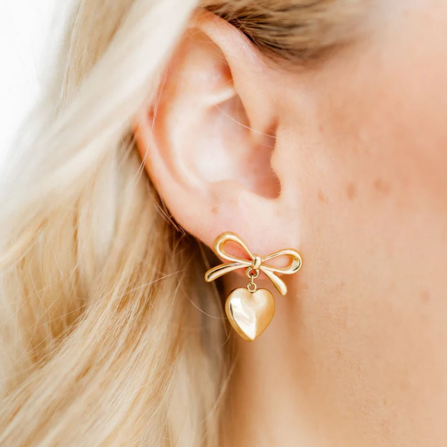 Ruthie Bow & Heart Earring