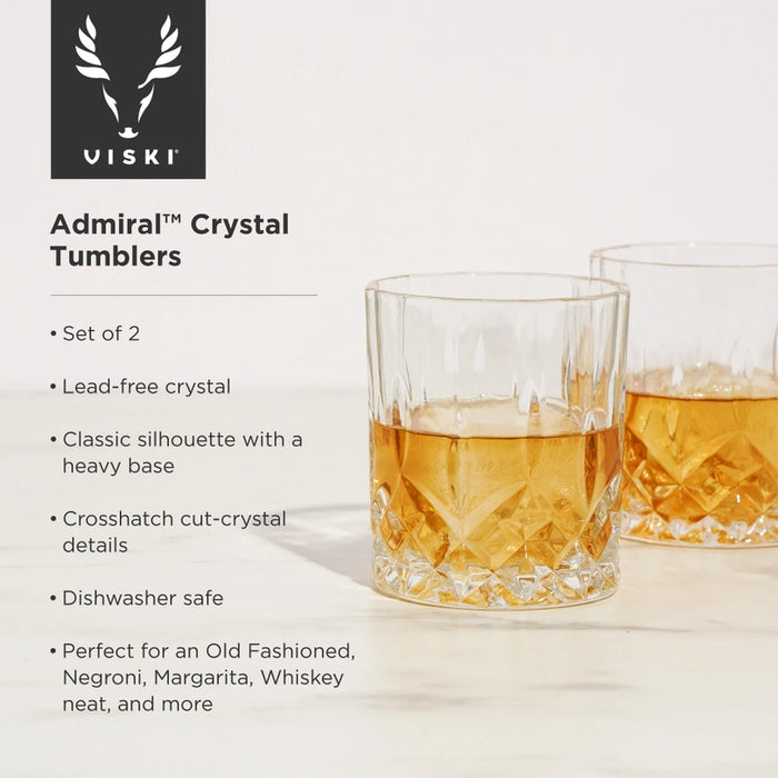 Admiral Stemless Crystal Lowball Tumblers Set of 2