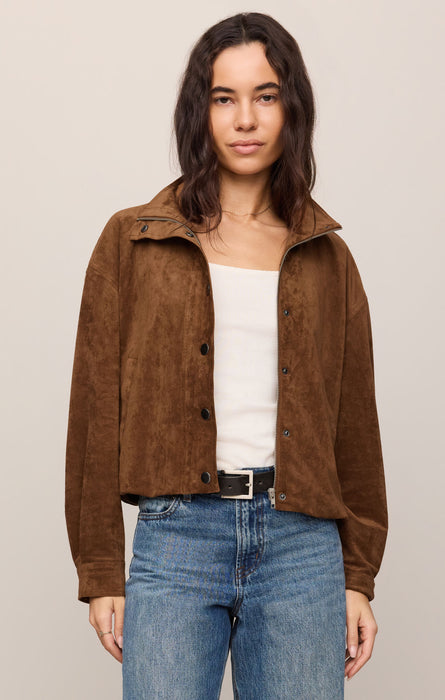 Corin Bubble Hem Faux Suede Jacket