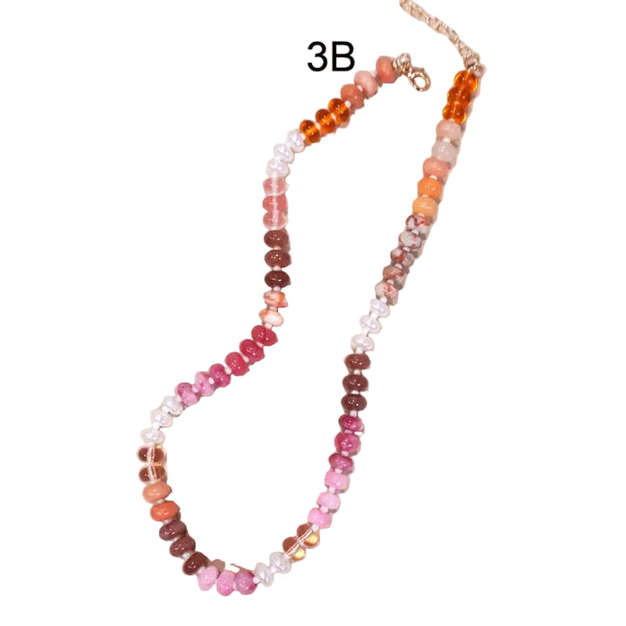 Natural Agate Glass Semi Precious Bead Necklace