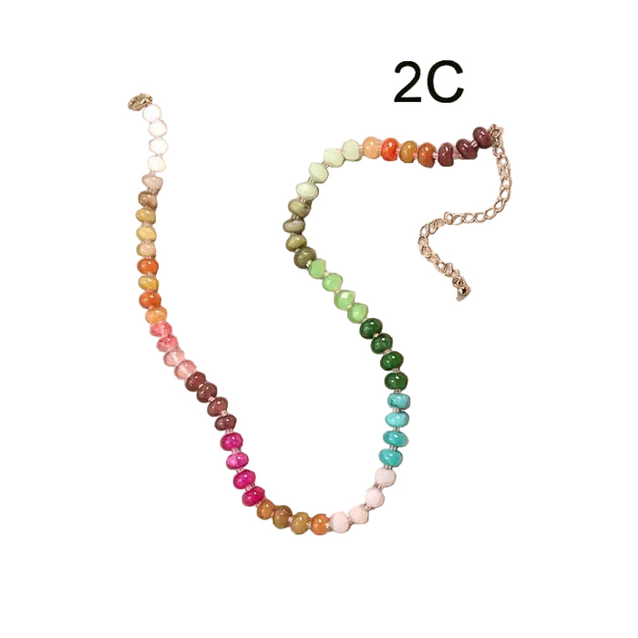 Natural Agate Glass Semi Precious Bead Necklace