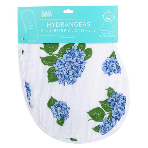 Hydrangeas Burp Cloth and Bib Combo