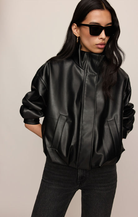 Corin Bubble Hem Faux Leather Jacket