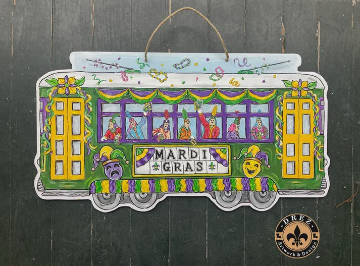 Mardi Gras Streetcar Door Hanger