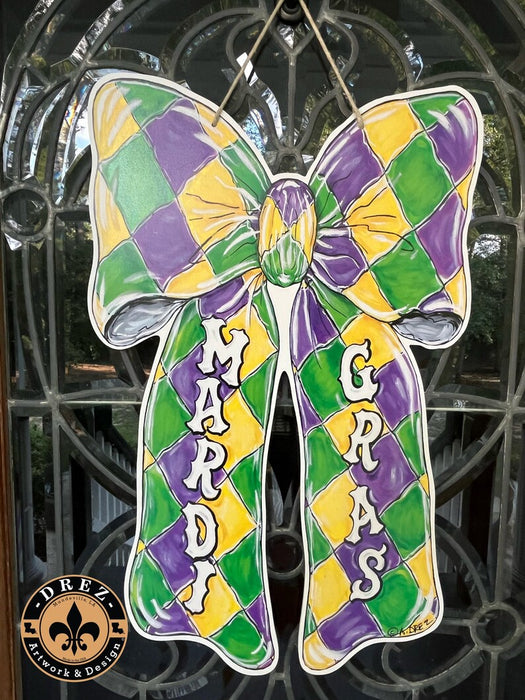 Mardi Gras Bow Door Hanger