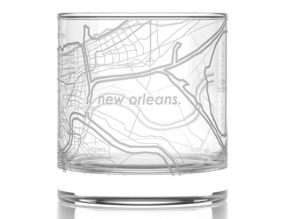 New Orleans Map Rocks Glass