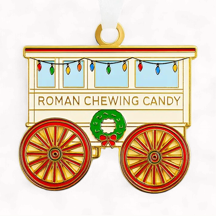 Roman Candy Cart Enamel Ornament