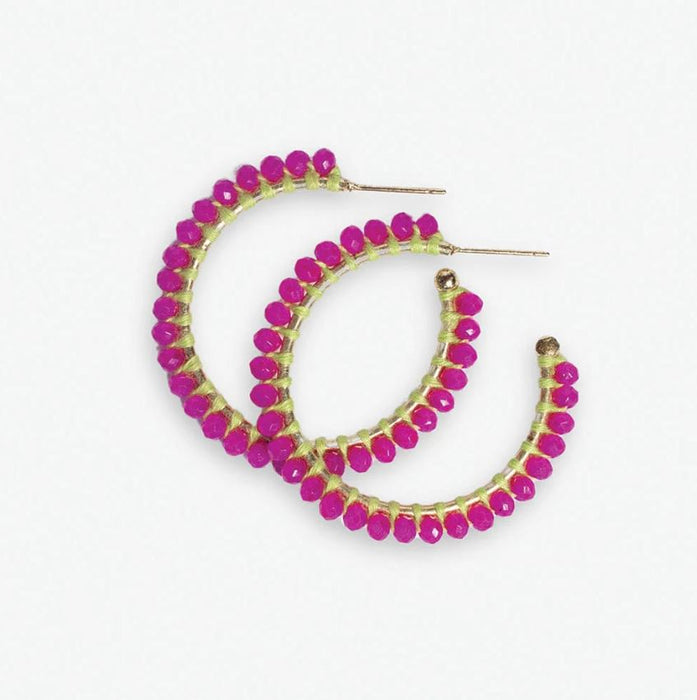 Lillian Crystal Threaded Beaded Hoops