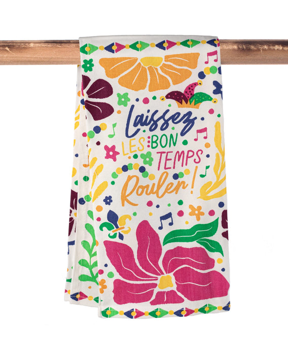 Mardi Gras Flowers Kitchen Towel