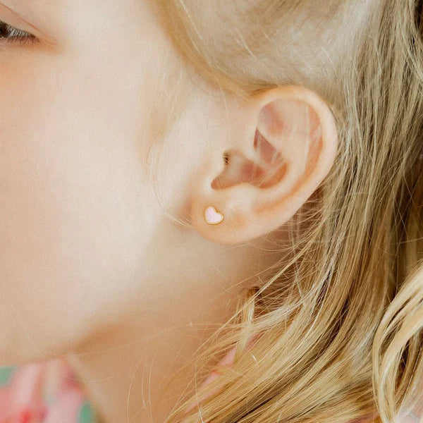 Screwback Stud - Nora Heart Pink