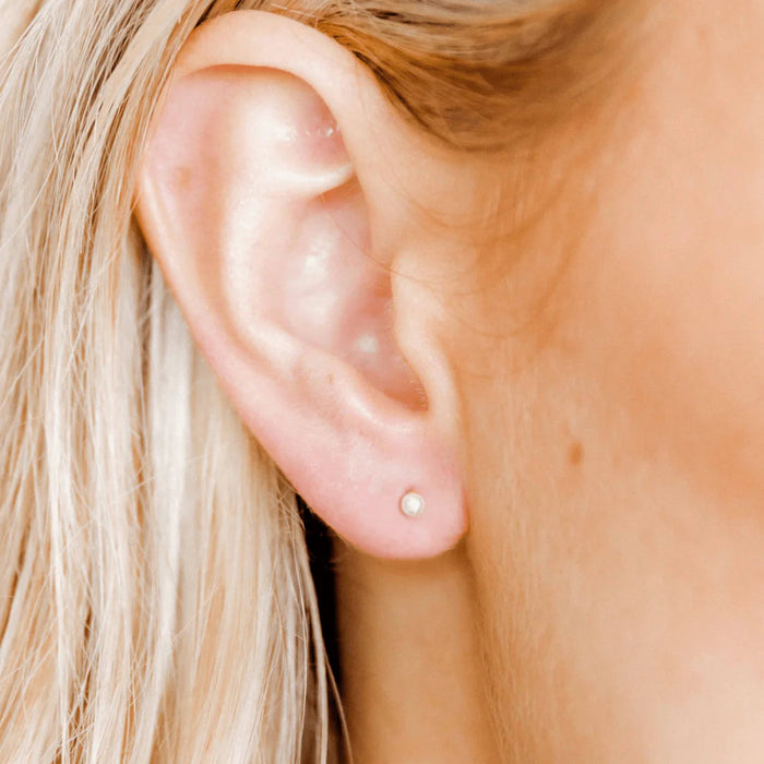 Screwback Stud Earrings - Payton Pearl White 3mm