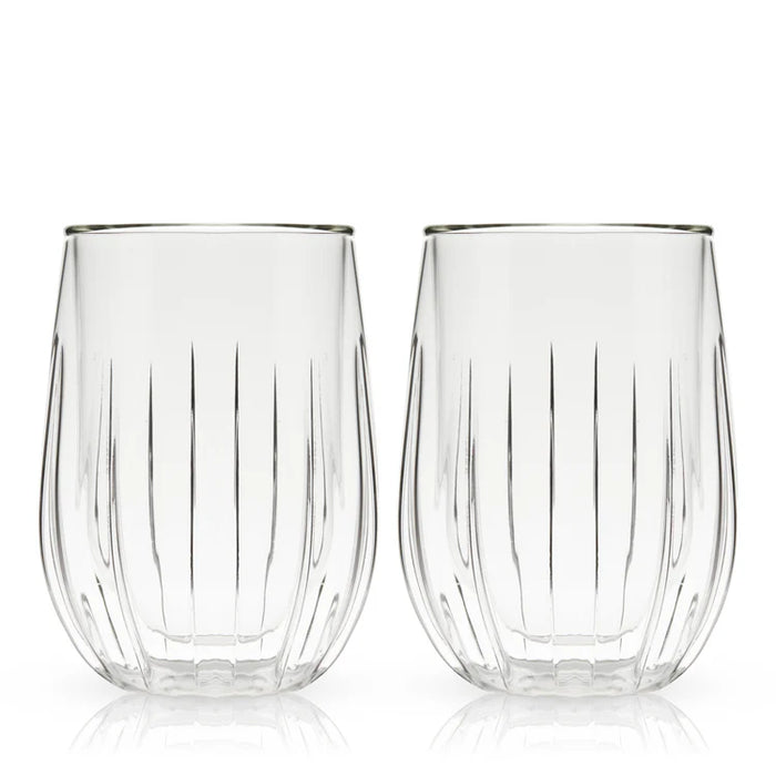 Double-Walled Stemless Wine Glasses Set of 2