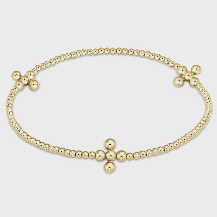 Signature Cross Gold 2mm Bead Bracelet 3mm