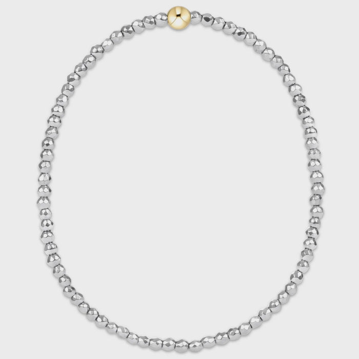 Silver Faceted Hematite 2mm Bead Bracelet