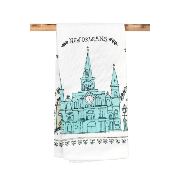 Sketchy New Orleans Cathedral Kitchen Towel