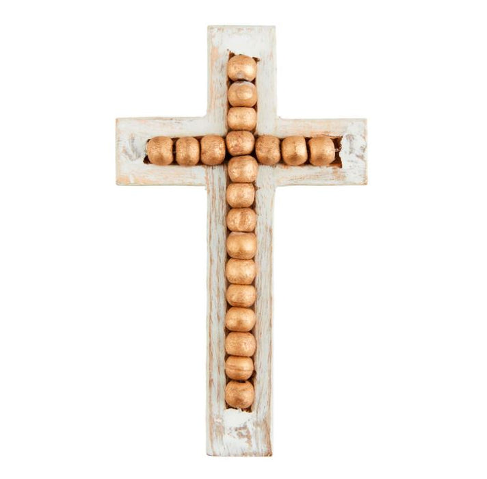 Gold Beaded Cross Sitter