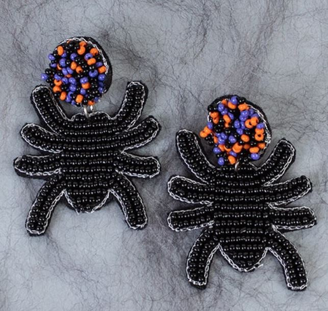 Spooky Spider Beaded Earrings