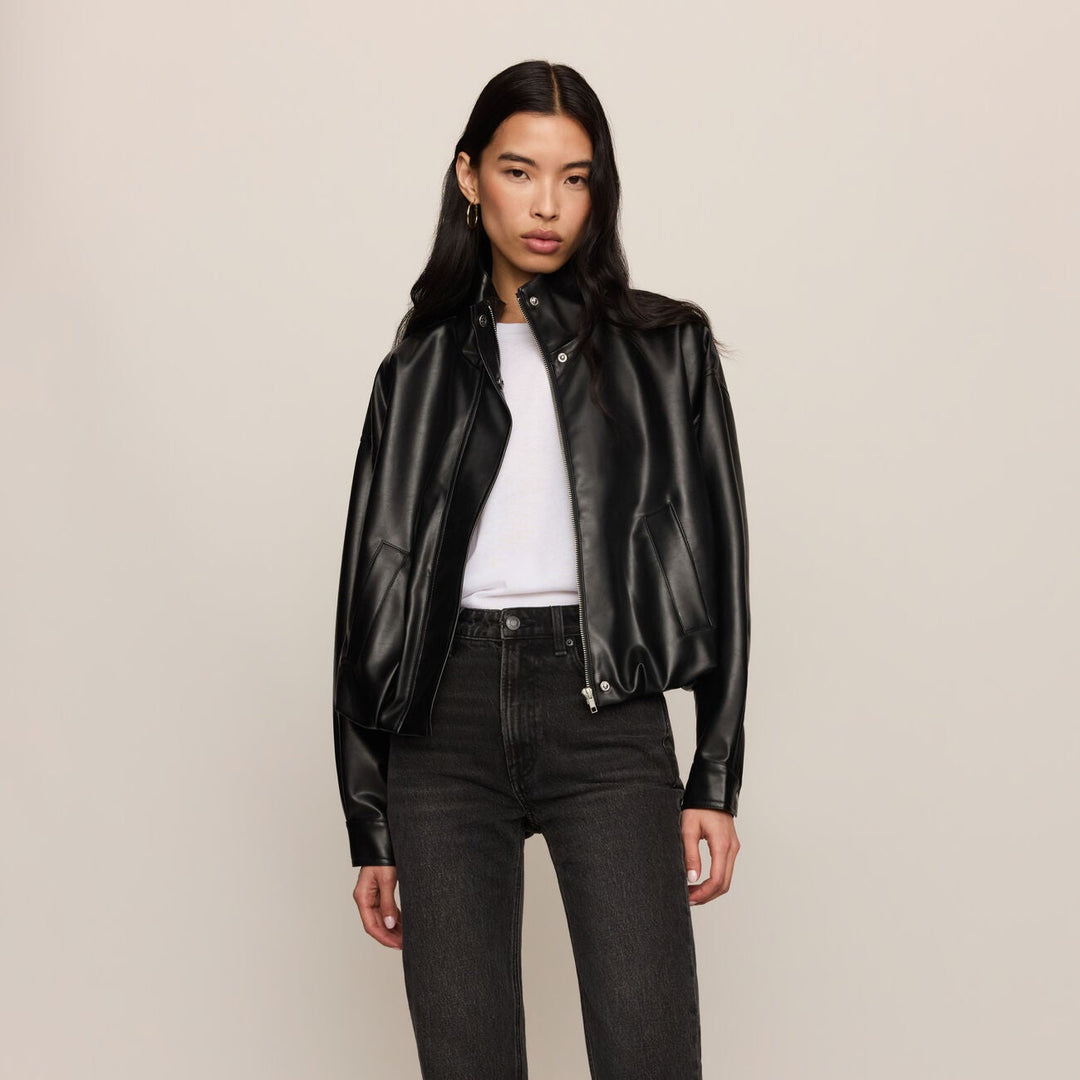 Corin Bubble Hem Faux Leather Jacket