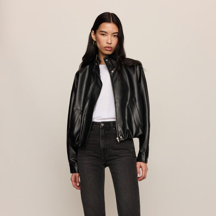 Corin Bubble Hem Faux Leather Jacket