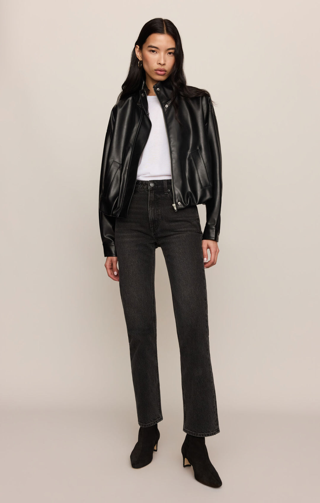 Corin Bubble Hem Faux Leather Jacket