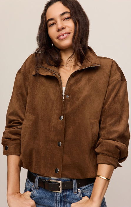 Corin Bubble Hem Faux Suede Jacket