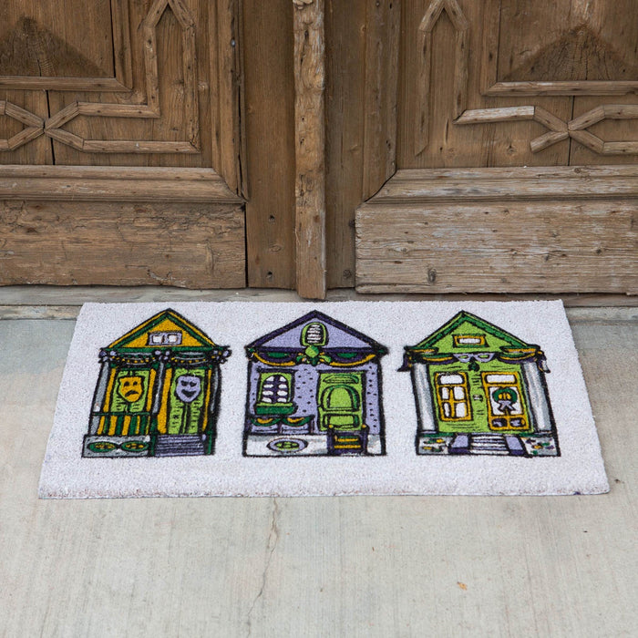 Mardi Parade Houses Coir Doormat