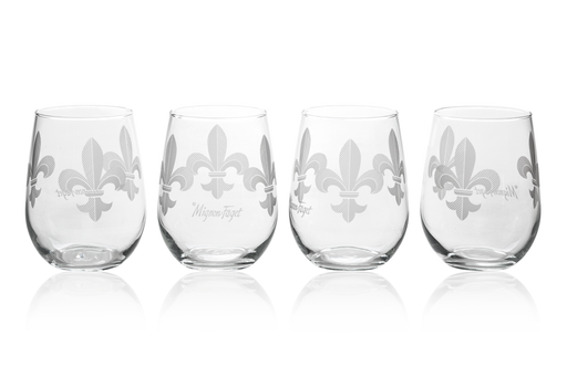 Fleur de Lis Acrylic Wine Glass Set — The Basketry